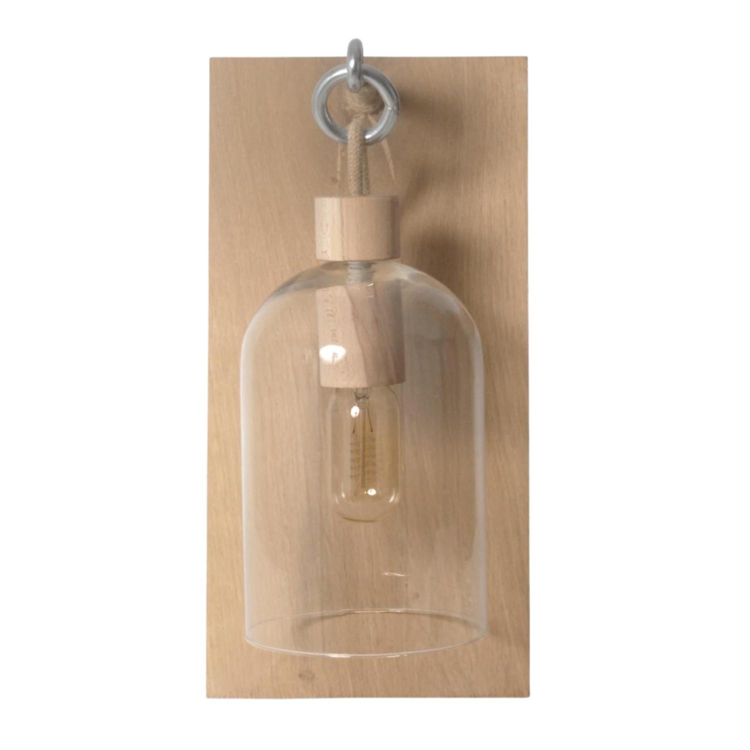 Lampe applique murale avec cloche en verre, en bois de dune - Fabriqué à la main en France