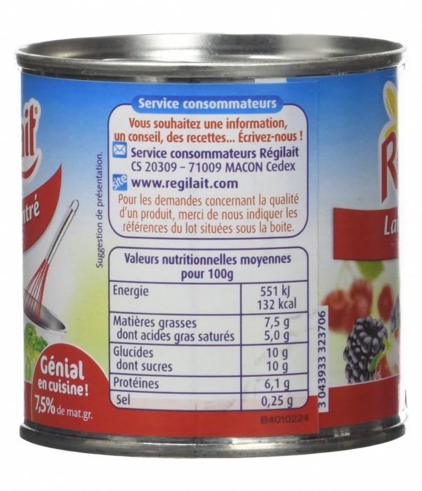 Regilait Lait Concentré Non Sucré 170g/Canette Lot de 4 et 8 Canettes