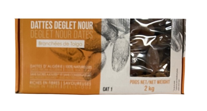 Dattes d'Algérie, Dattes Deglet Nour 2kg/Carton