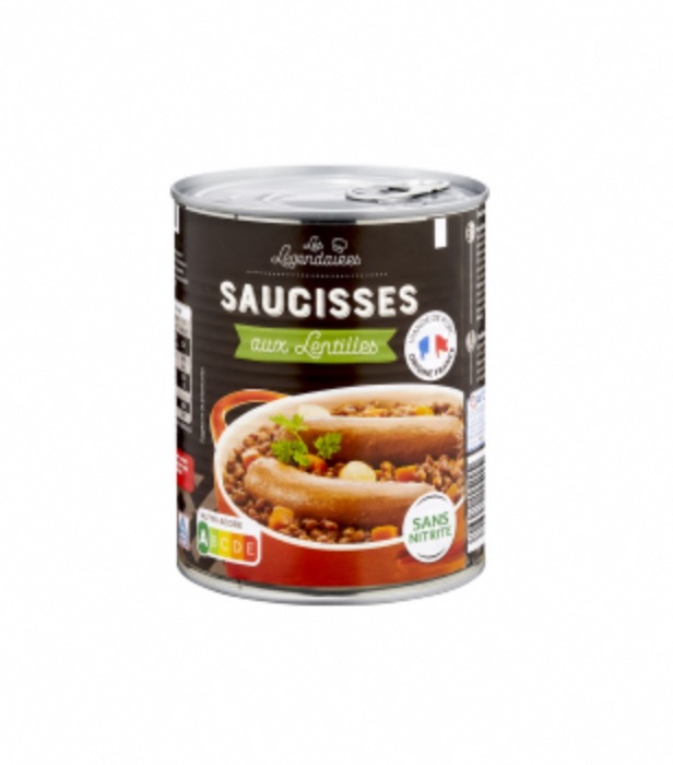 Saucisses aux Lentilles 840g/Boite