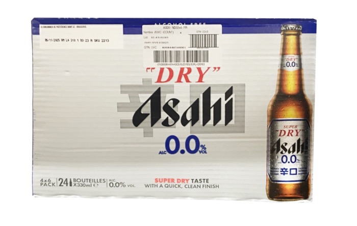 Asahi Super Dry 0,0% 24 bouteilles de 33ml