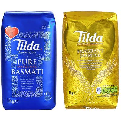 Duo de riz TILDA : Riz Basmati Long Pure Original 1kg + Riz Parfumé au Jasmin 1kg - Sans gluten