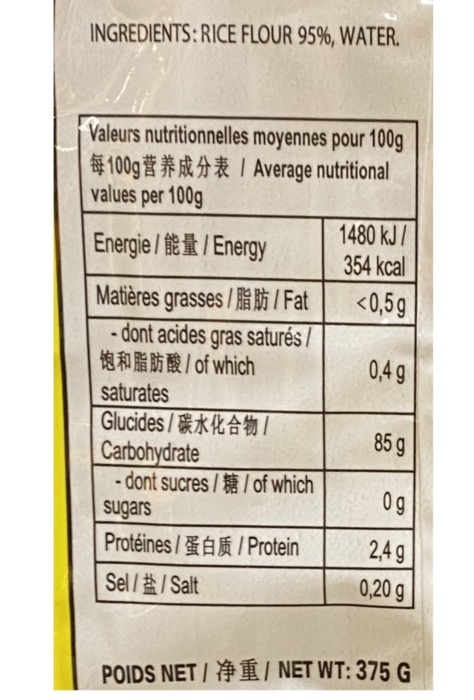 Vermicelle de Riz BUN TUOI VIET CHOICE 375g/Sachet