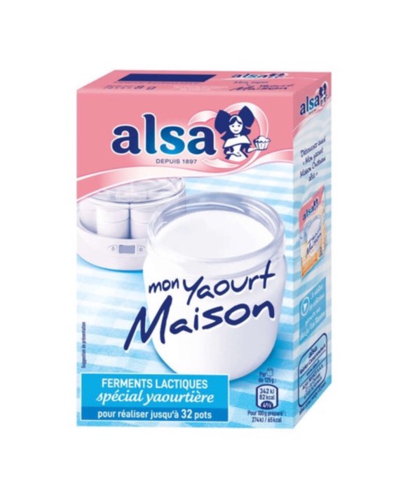  Ferments Lactiques Spécial Yaourtière Mon Yaourt Maison Pour réaliser jusqu'à 32 pots ALSA - 4 x 8g/Boite