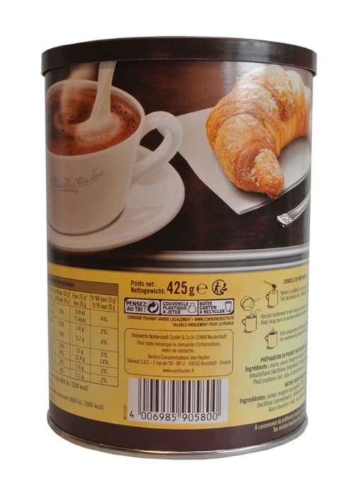 Chocolat en Poudre Sucrée Façon Bistrot Van Houten 425g/Boite