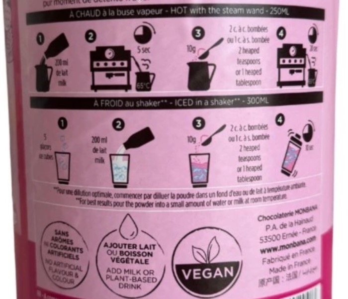 Monbana Pink Latte Saveur Fruits Rouges 350g/Boite