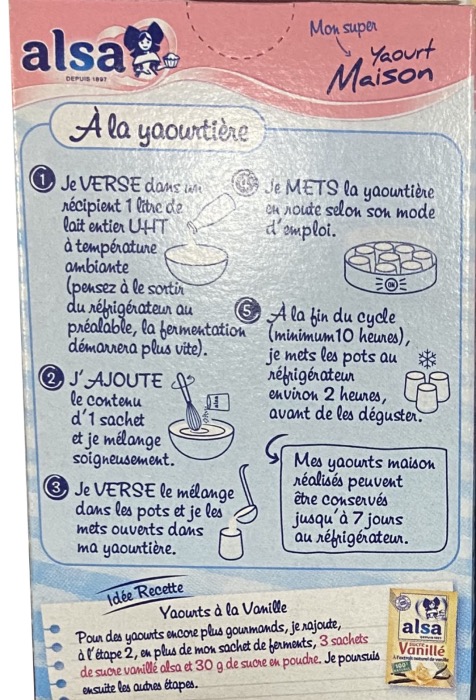  Ferments Lactiques Spécial Yaourtière Mon Yaourt Maison Pour réaliser jusqu'à 32 pots ALSA - 4 x 8g/Boite