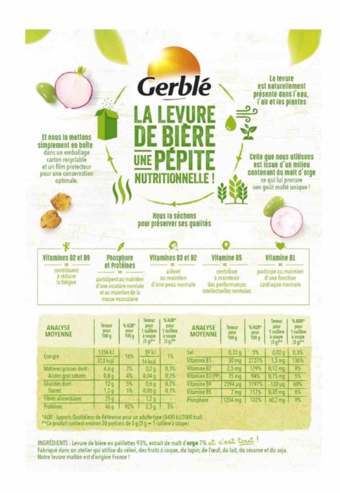 Levure Diététique Saupoudrer Gerblé 150g/Boite