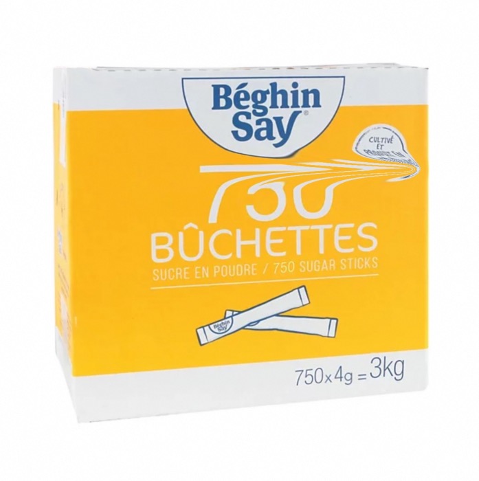 Sucre en Poudre en Bûchette de 3kg (750 x 4g) / Boîte Distributrice