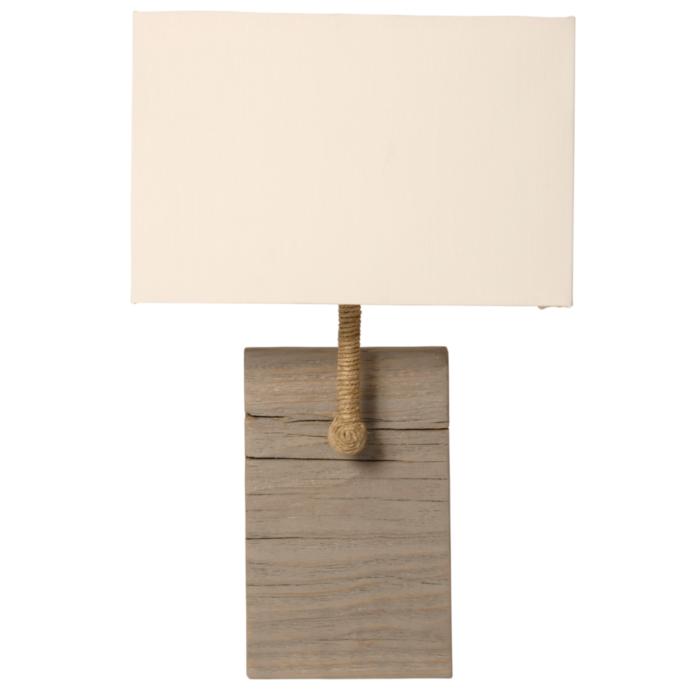 Lampe applique murale en bois vieilli et cordage - Fabriquée à la main en France (Écume)