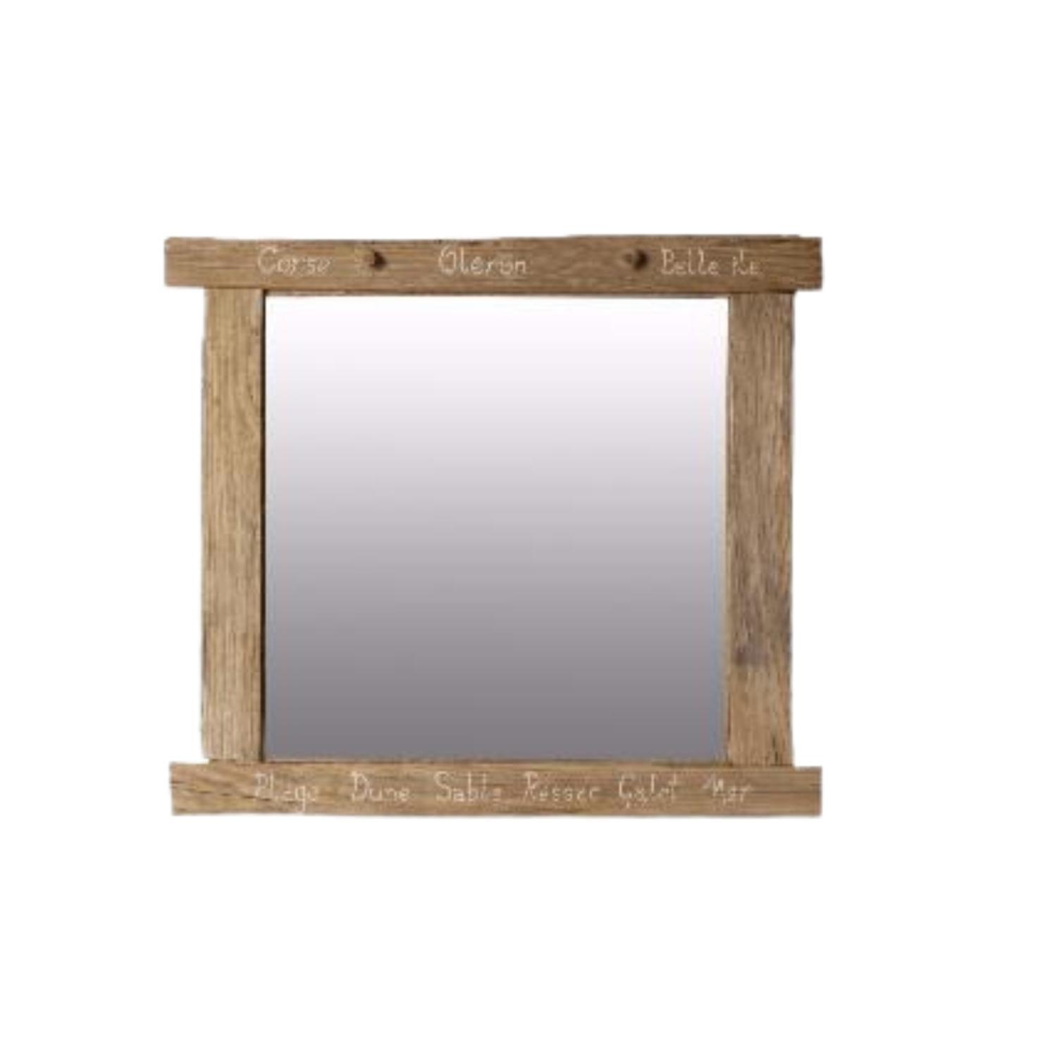 Miroir en bois flotté avec inscription marine personnalisable - Fabriqué à la main en France