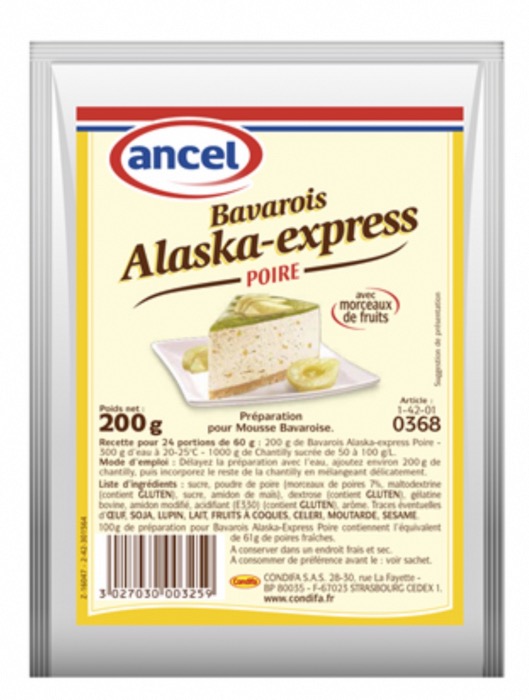 Ancel Bavarois Alaska Express Poire 200g/Sachet