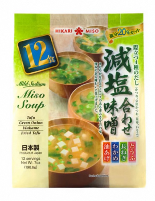 Assortiment de Soupe Instantanée Miso Sodiume Doux Hikari 12 Portions/Sachet