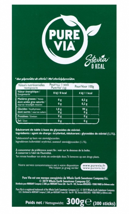 Edulcorant Stevia Pure Via - Boîte Distributrice de 300 Sticks