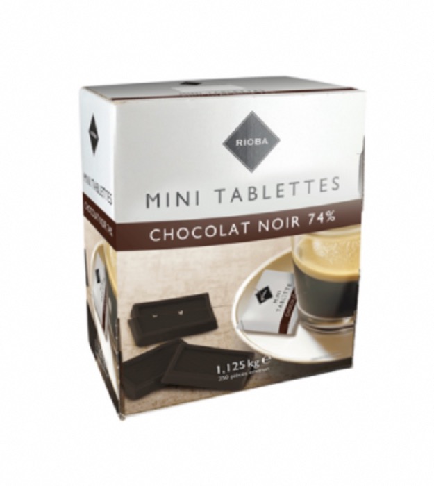 Chocolat Noir Mini-Tablettes Rioba 250 x 4,5g soit 1,125kg/Boite