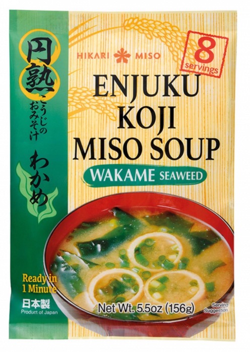 Soupe Miso Instantanée Japonaise Hikari Wakame (Algues Séchées) 8 Soupes/Sachet de 156g